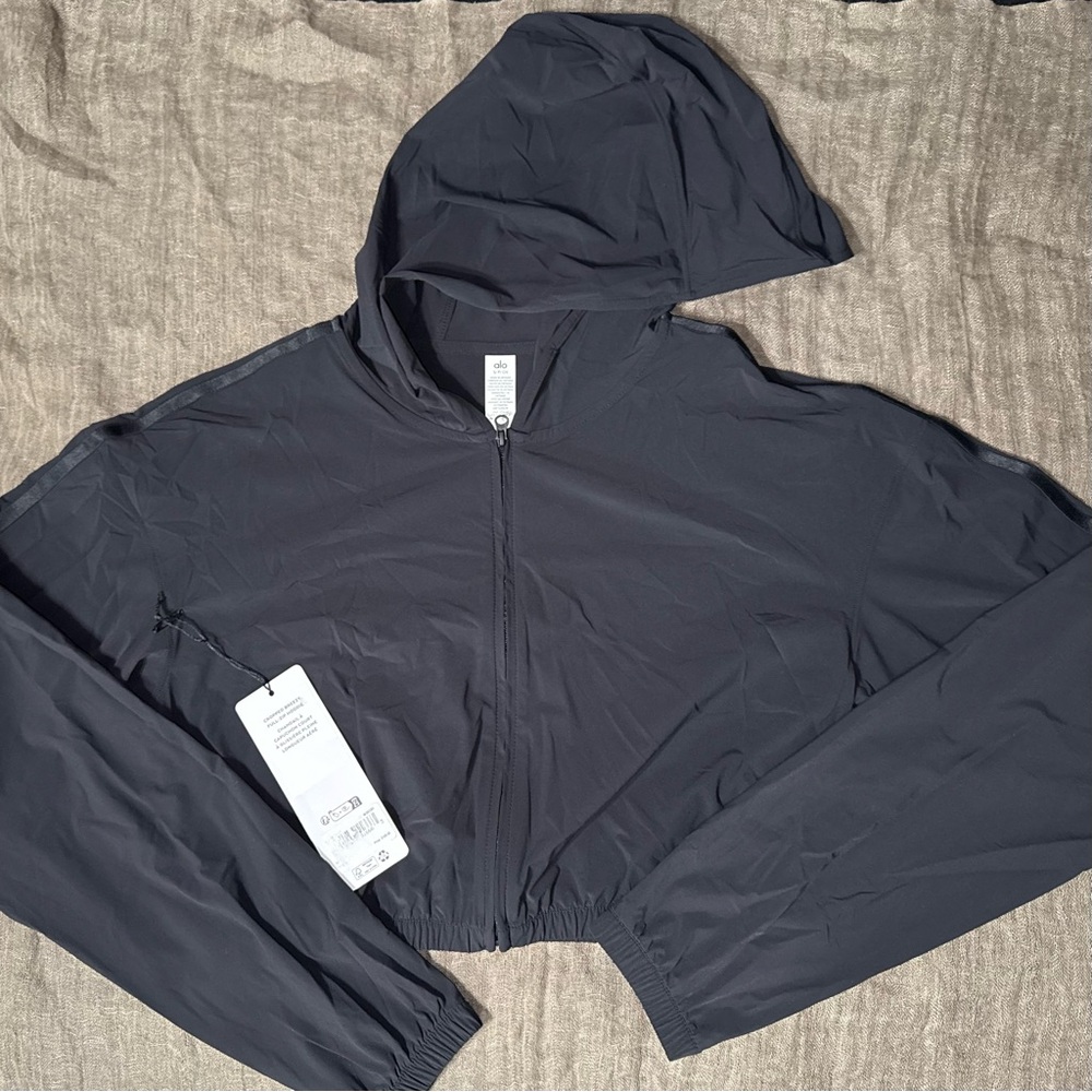 ALO Yoga Cropped Breezy Full Zip Hoodie (NWT)
